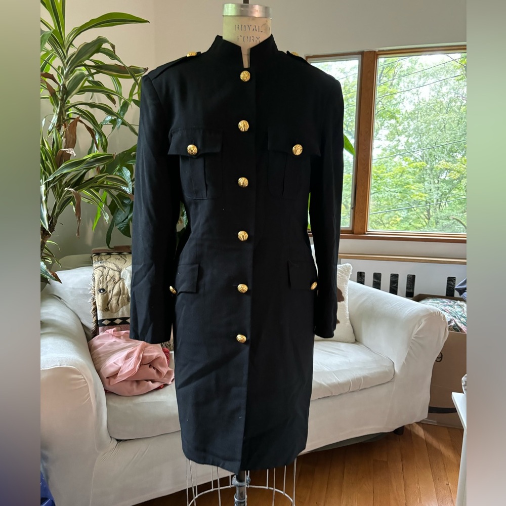 Vintage 1980’s FRED HAYMAN of BEVERLY HILLS wool gold-button jacket dress!!!!